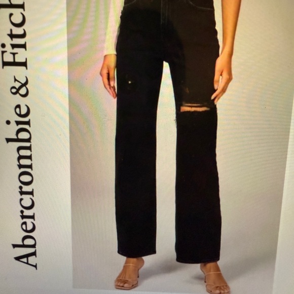Abercrombie 90s Ripped Relaxed Jean High Rise Curve Love - Picture 2 of 7